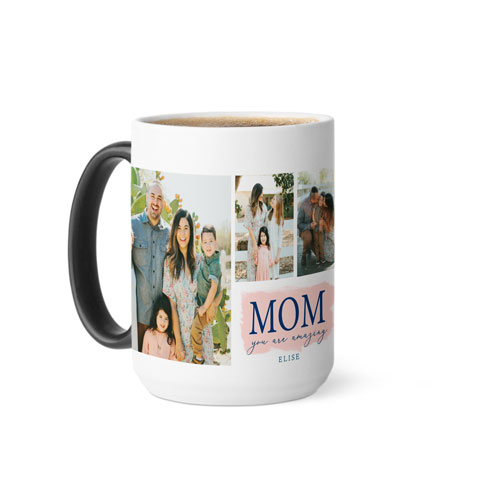 Amazing Mom Grid Color Changing Mug, 15oz, Pink