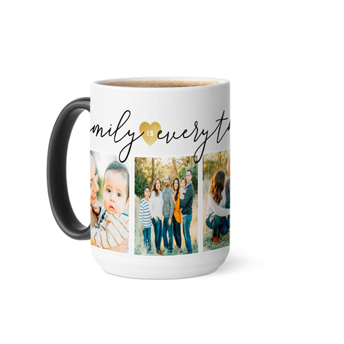 Family Gold Heart Everything Color Changing Mug, 15oz, Yellow