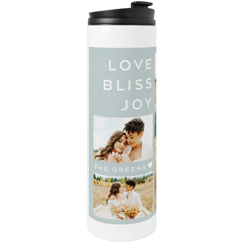 Love Bliss Stainless Steel Travel Mug, White,  , 20oz, Blue