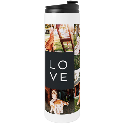 Stacked Modern Love Stainless Steel Travel Mug, White,  , 20oz, Gray