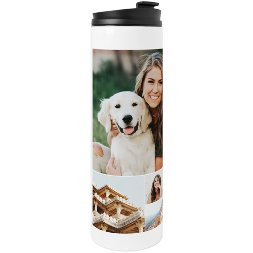 Grid Collage Stainless Steel Travel Mug, White,  , 20oz, White
