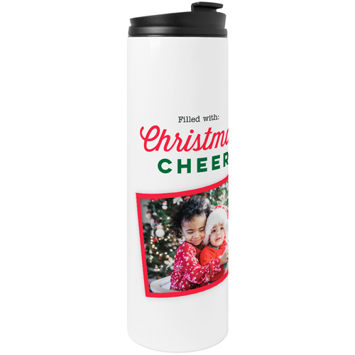 Christmas Cheer Stainless Steel Travel Mug, White,  , 20oz, Red