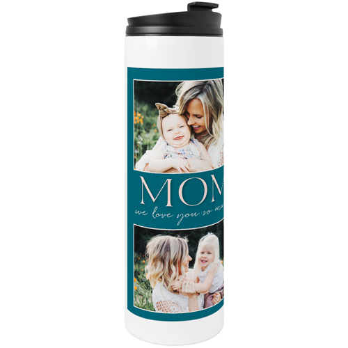 Classic Mom Collage Stainless Steel Travel Mug, White,  , 20oz, Blue