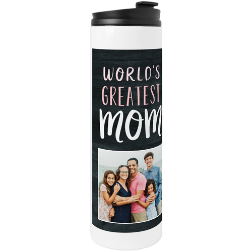 World's Greatest Mom Stainless Steel Travel Mug, White,  , 20oz, Pink