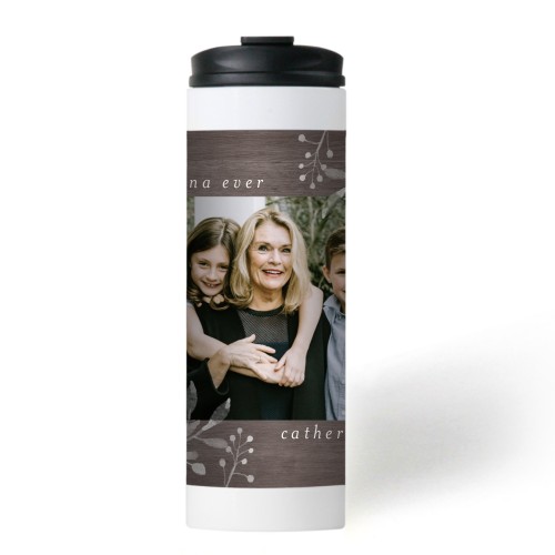 Rustic Soft Florals Stainless Steel Travel Mug, White,  , 16oz, White