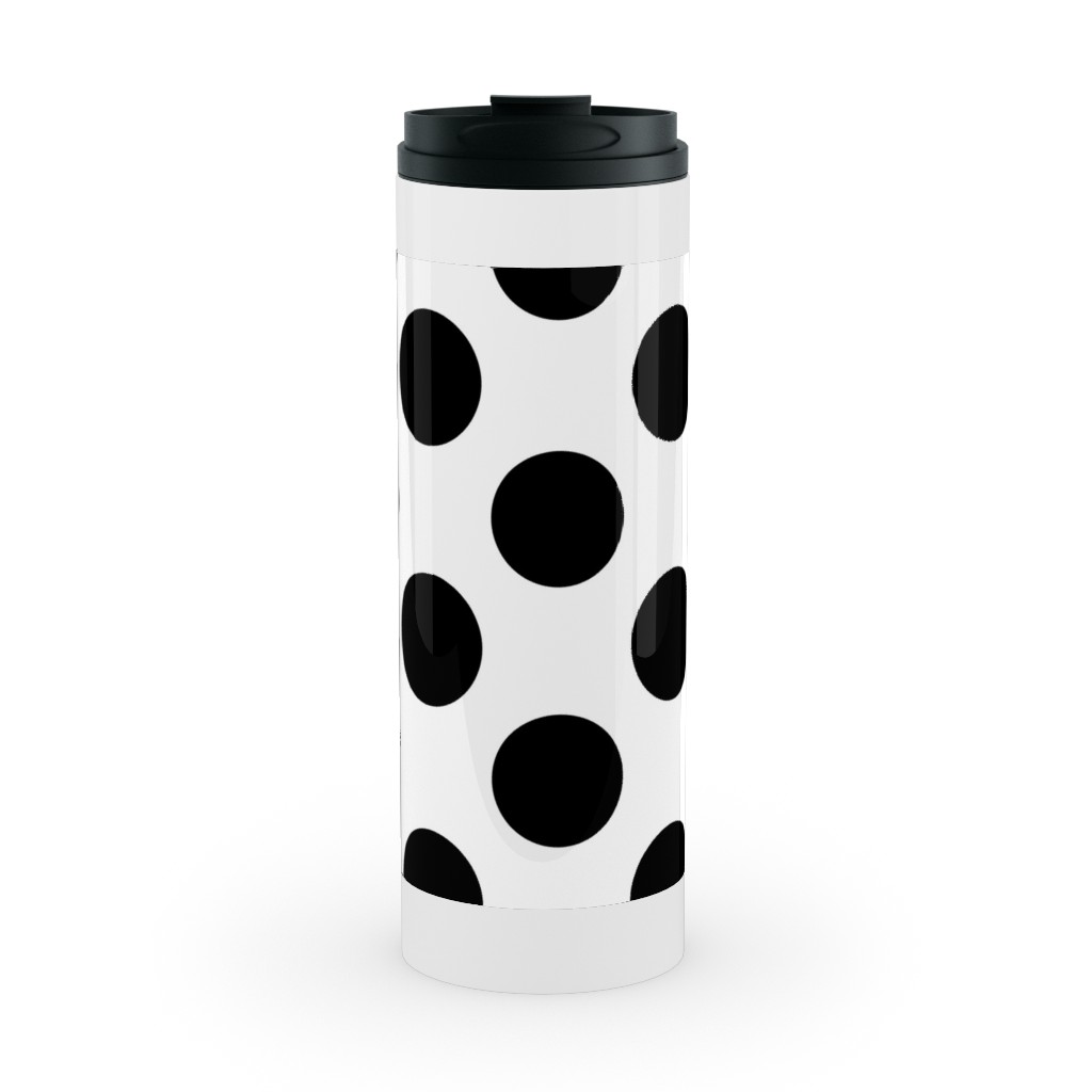 Polka Dot - Black and White Stainless Mug, White,  , 16oz, Black