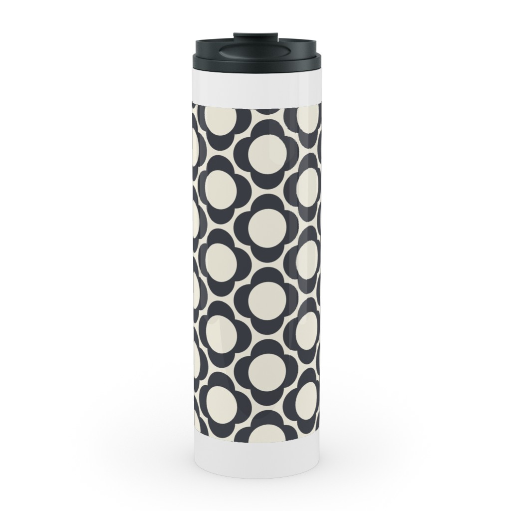 Lotta's Scandi Daisy - Navy on Cream Stainless Mug, White, , 20oz, Beige, Pearl
