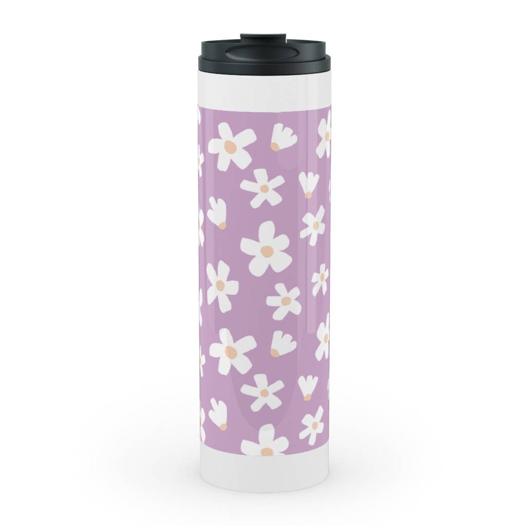Daisy Garden Floral - Purple Stainless Mug, White,  , 20oz, Purple