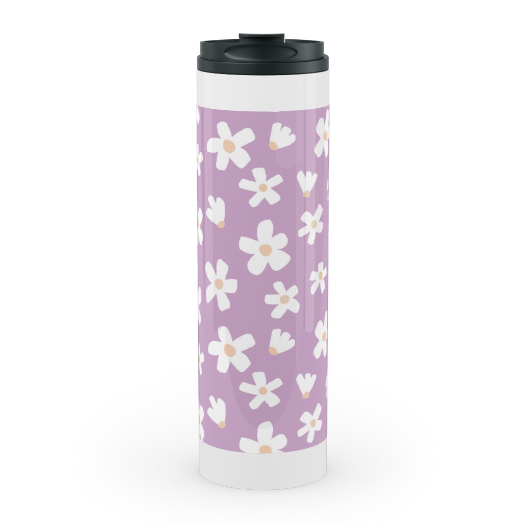 Daisy Garden Floral - Purple Stainless Mug, White, , 20oz, Purple, Purple