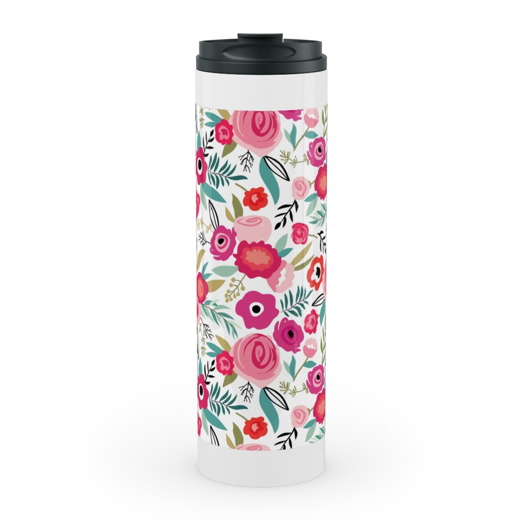 Maypole - Pink Stainless Mug, White, , 20oz, Pink, Bright Pink