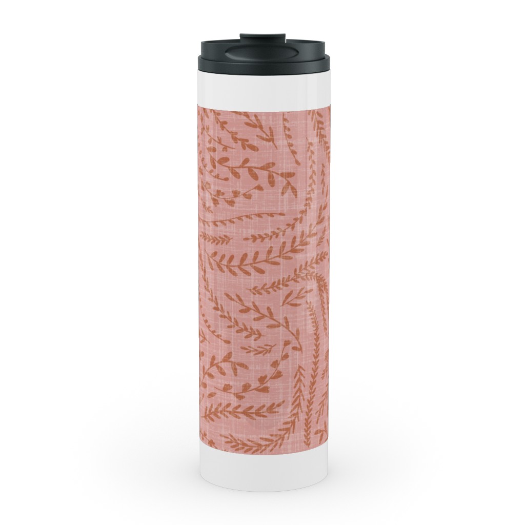 Notion - Fine Floral - Pink and Rust Stainless Mug, White,  , 20oz, Pink