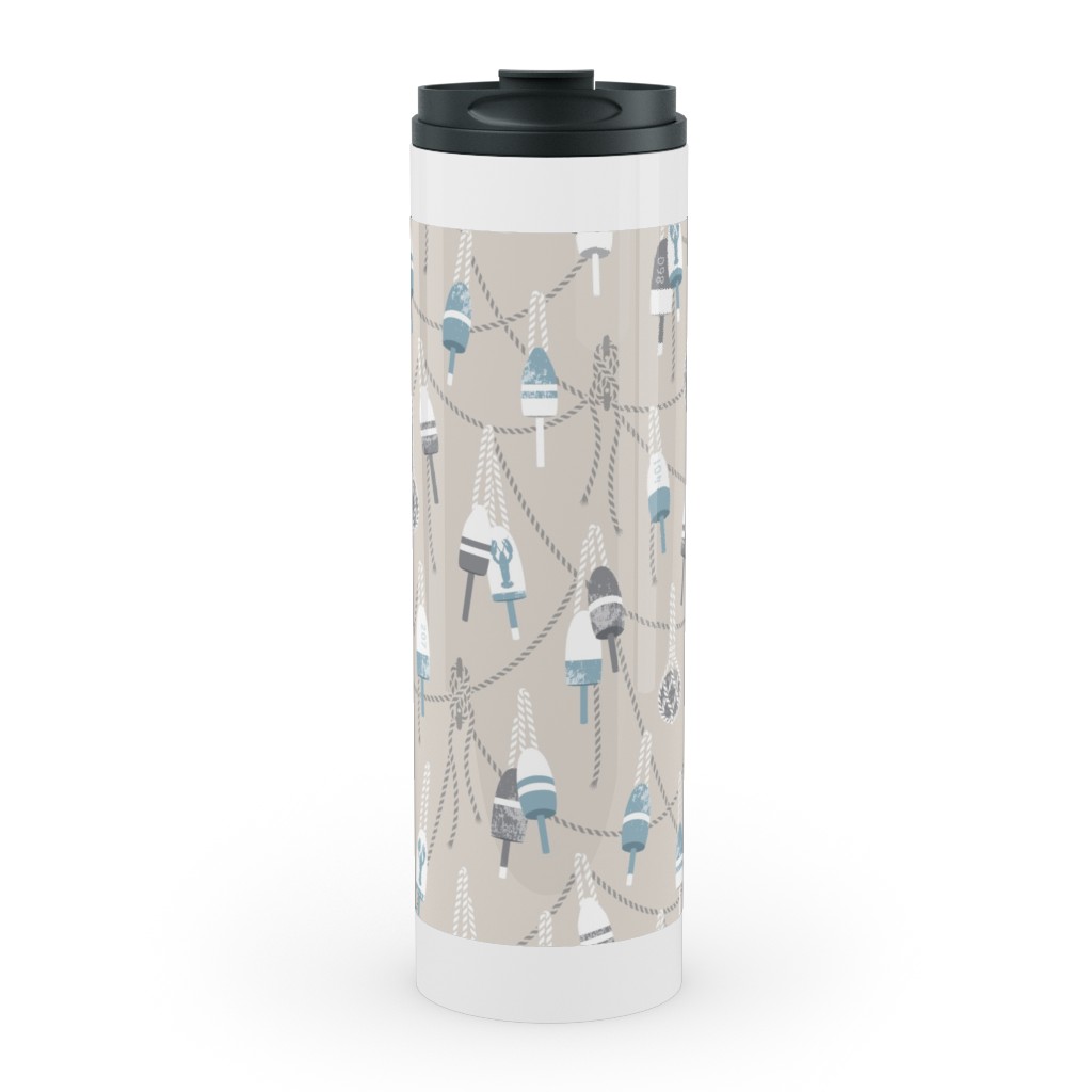 Lobster Buoy - Light Beige Tan Stainless Mug, White, , 20oz, Beige, Pearl