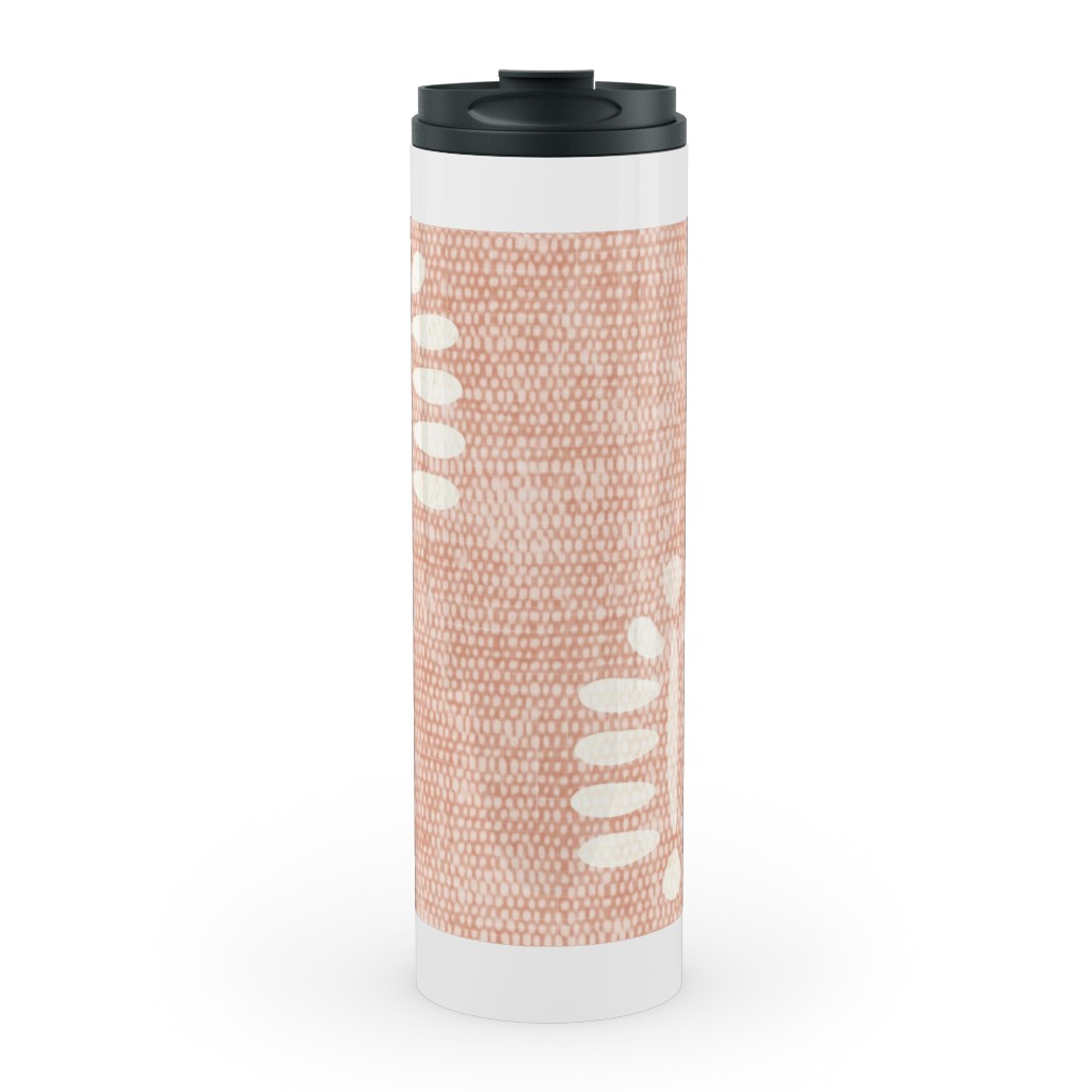 Block Print Fern - Dusty Pink Stainless Mug, White,  , 20oz, Pink