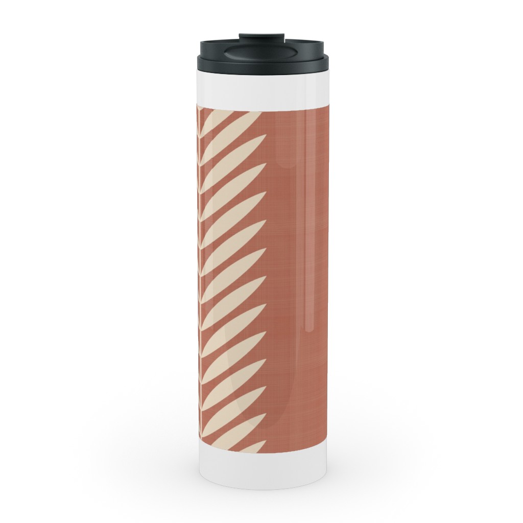 Laurel Leaf Stripe Stainless Mug, White,  , 20oz, Pink