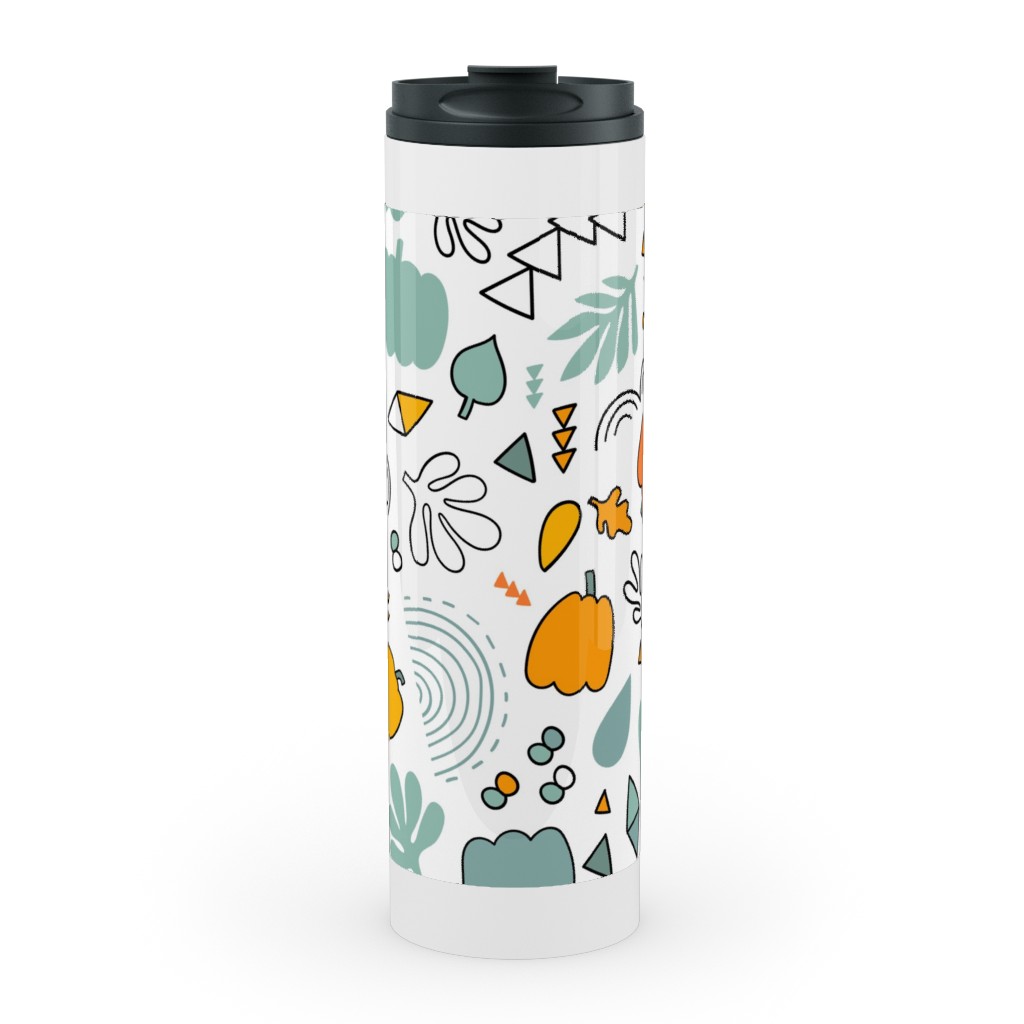 Autumn Harvest Vegetables With Doodles - Light Stainless Mug, White, , 20oz, Multicolor