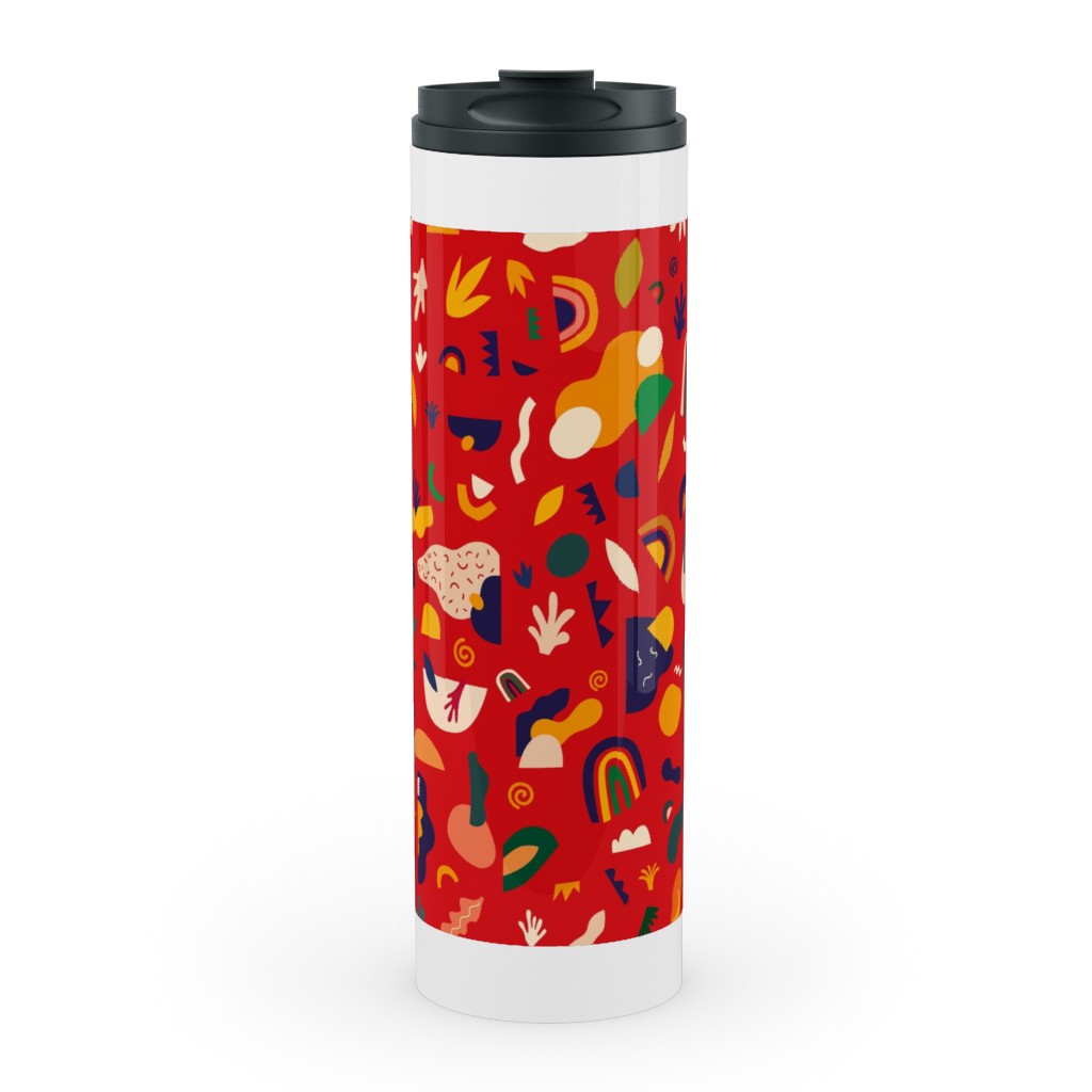 Seamless Pattern - Red Stainless Mug, White,  , 20oz, Red