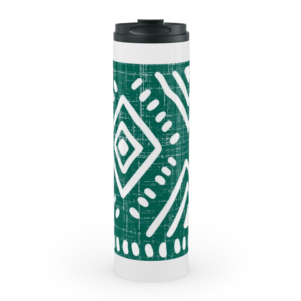 Abstract Diamond Stainless Mug, White, , 20oz, Green, Lake