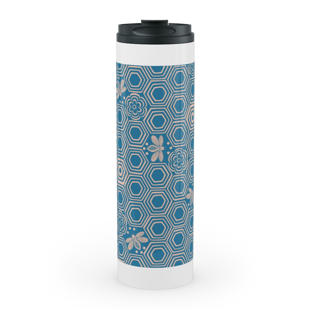 Honeyrose Stainless Mug, White, , 20oz, Blue, True Blue