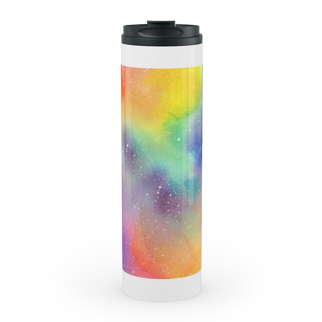 Watercolor Rainbow - Multi Stainless Mug, White,  , 20oz, Multicolor