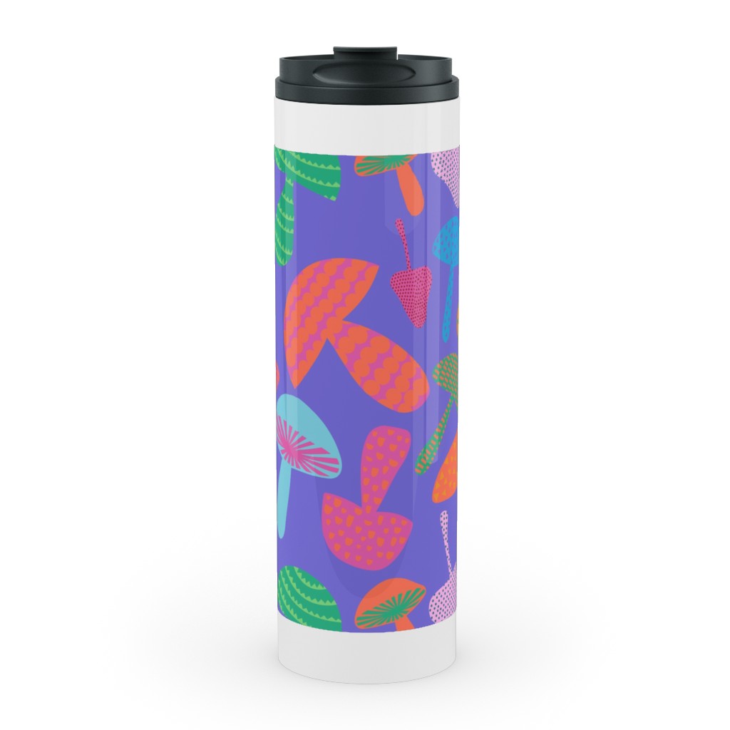 Mushroom Tossed - Bold Stainless Mug, White, , 20oz, Purple, Purple