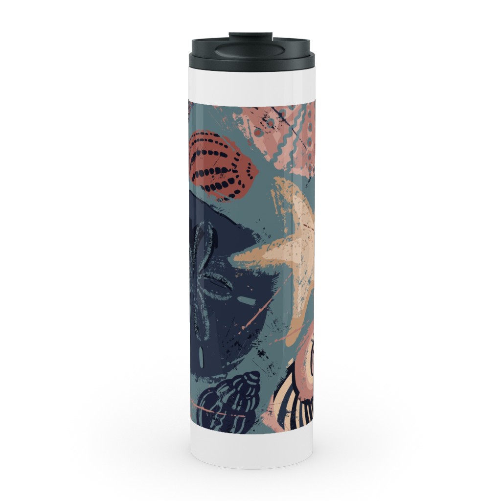 Seashells Stainless Mug, White, , 20oz, Multicolor, Metal