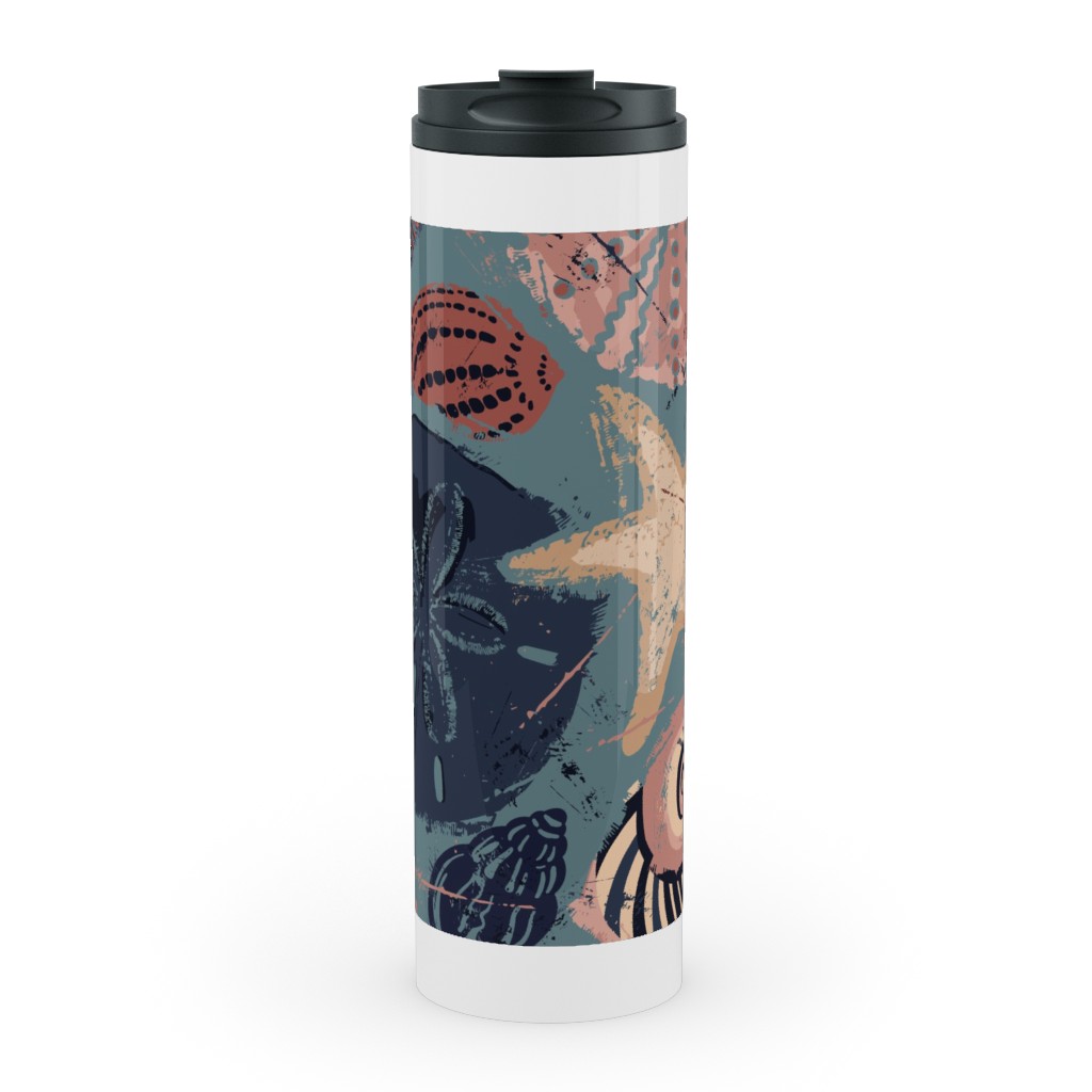 Seashells Stainless Mug, White,  , 20oz, Multicolor