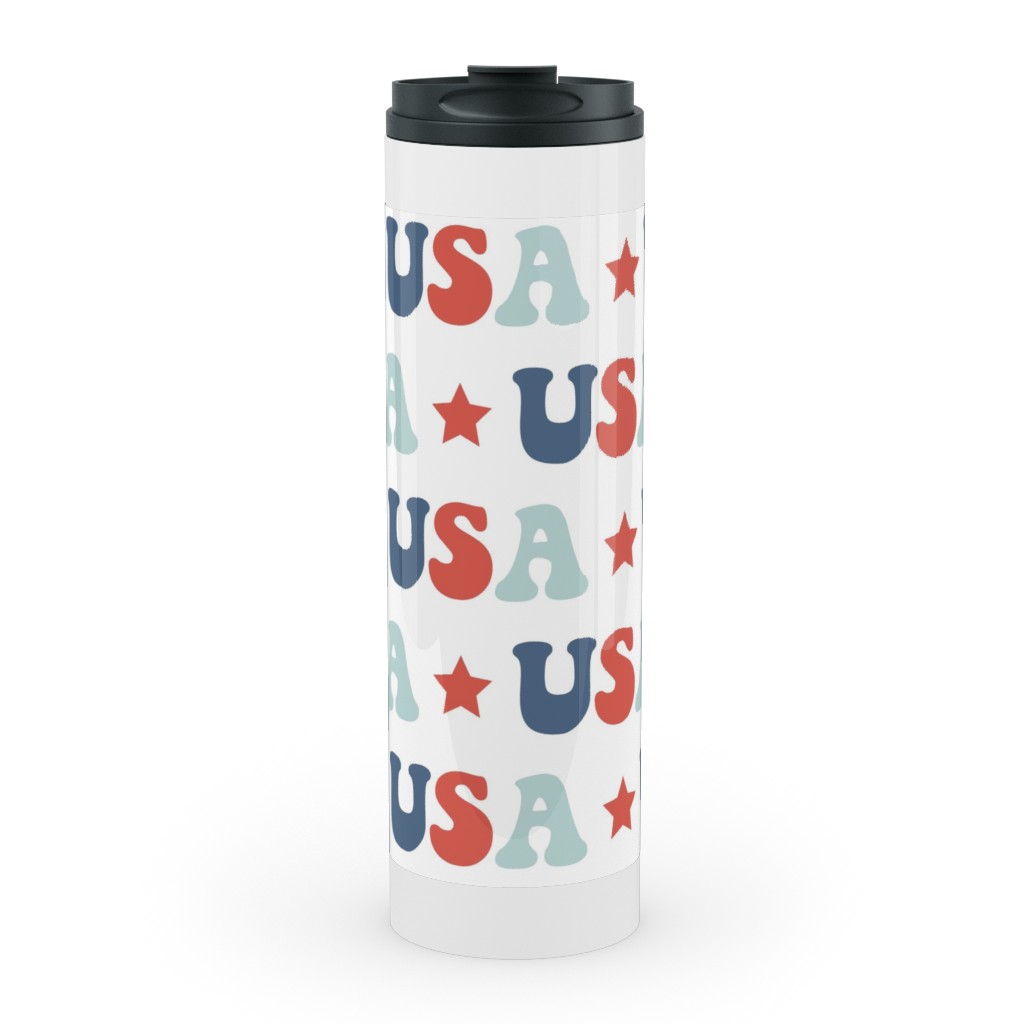 Usa Groovy Vintage - White Stainless Mug, White,  , 20oz, Multicolor