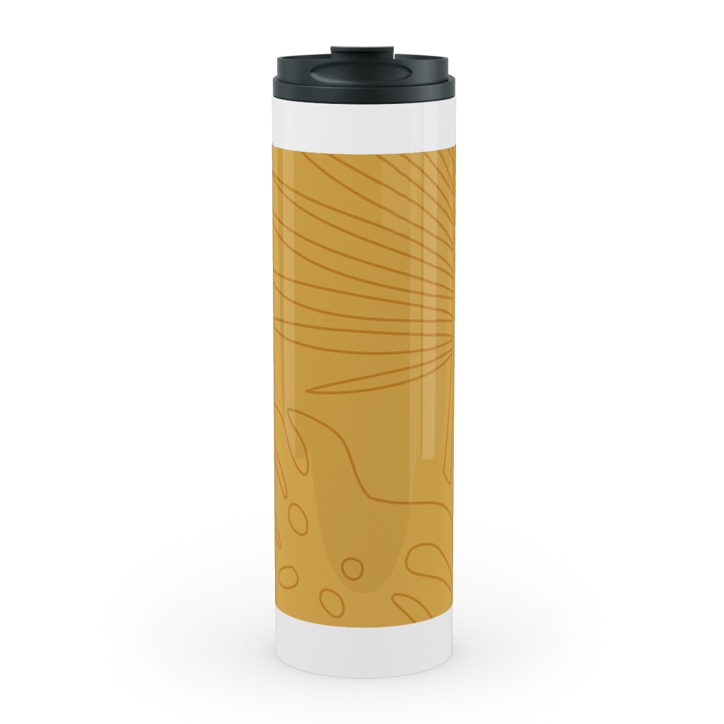 Tropical Leaves - Gold Stainless Mug, White, , 20oz, Yellow, Classic Yellow