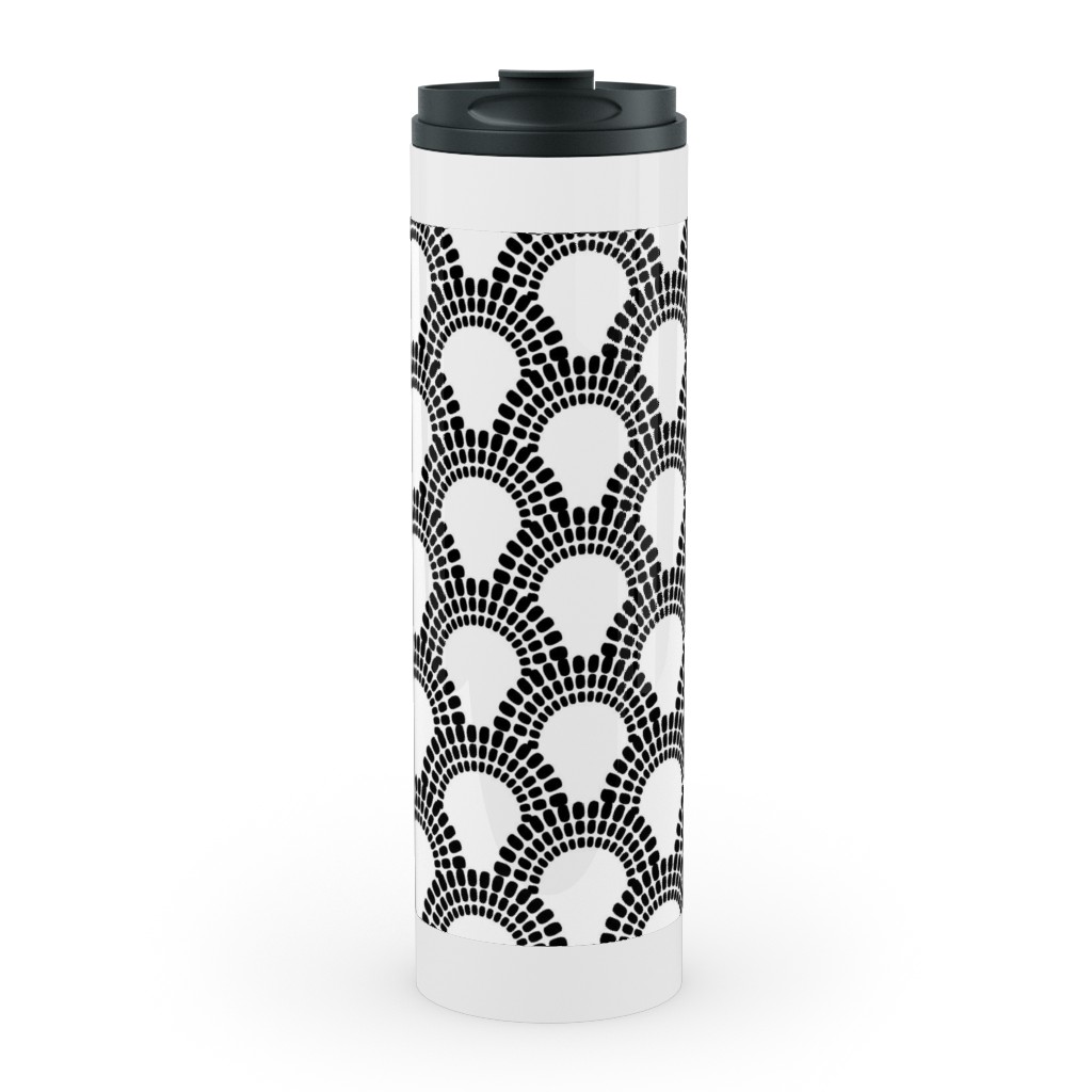 Scallops - Black and White Stainless Mug, White, , 20oz, Black, Black