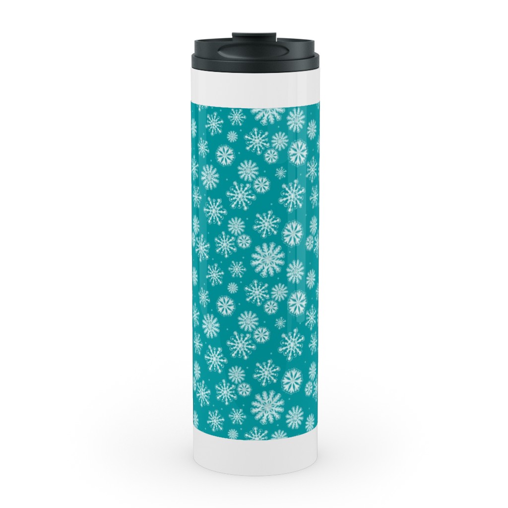 Let It Snow Snowflakes - Blue Stainless Mug, White, , 20oz, Blue, True Blue