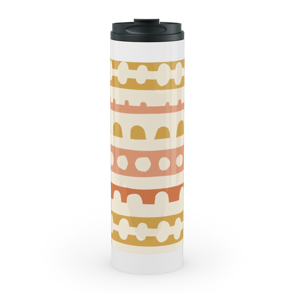 Wonky Papercut Stripes - Multi Stainless Mug, White, , 20oz, Multicolor