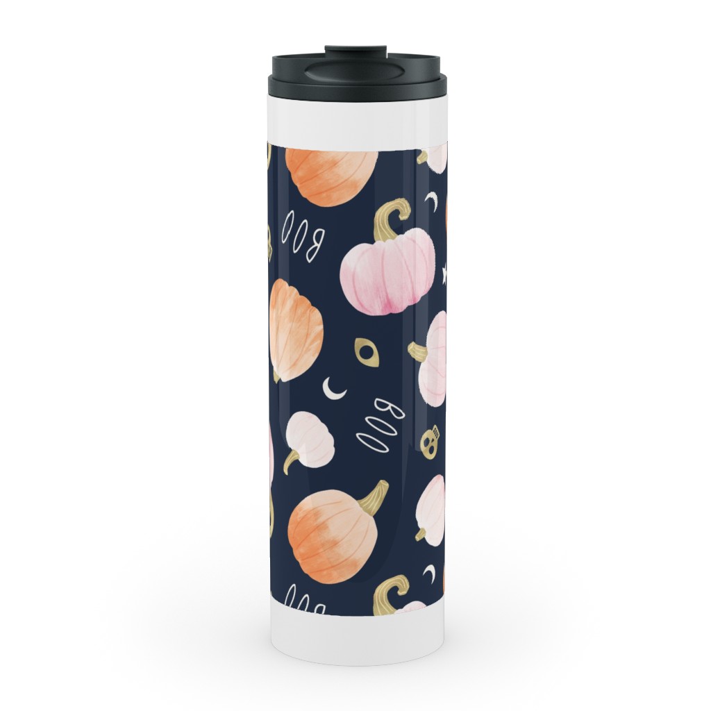 Pastel Pumpkins Halloween Party Boo Stainless Mug, White,  , 20oz, Orange