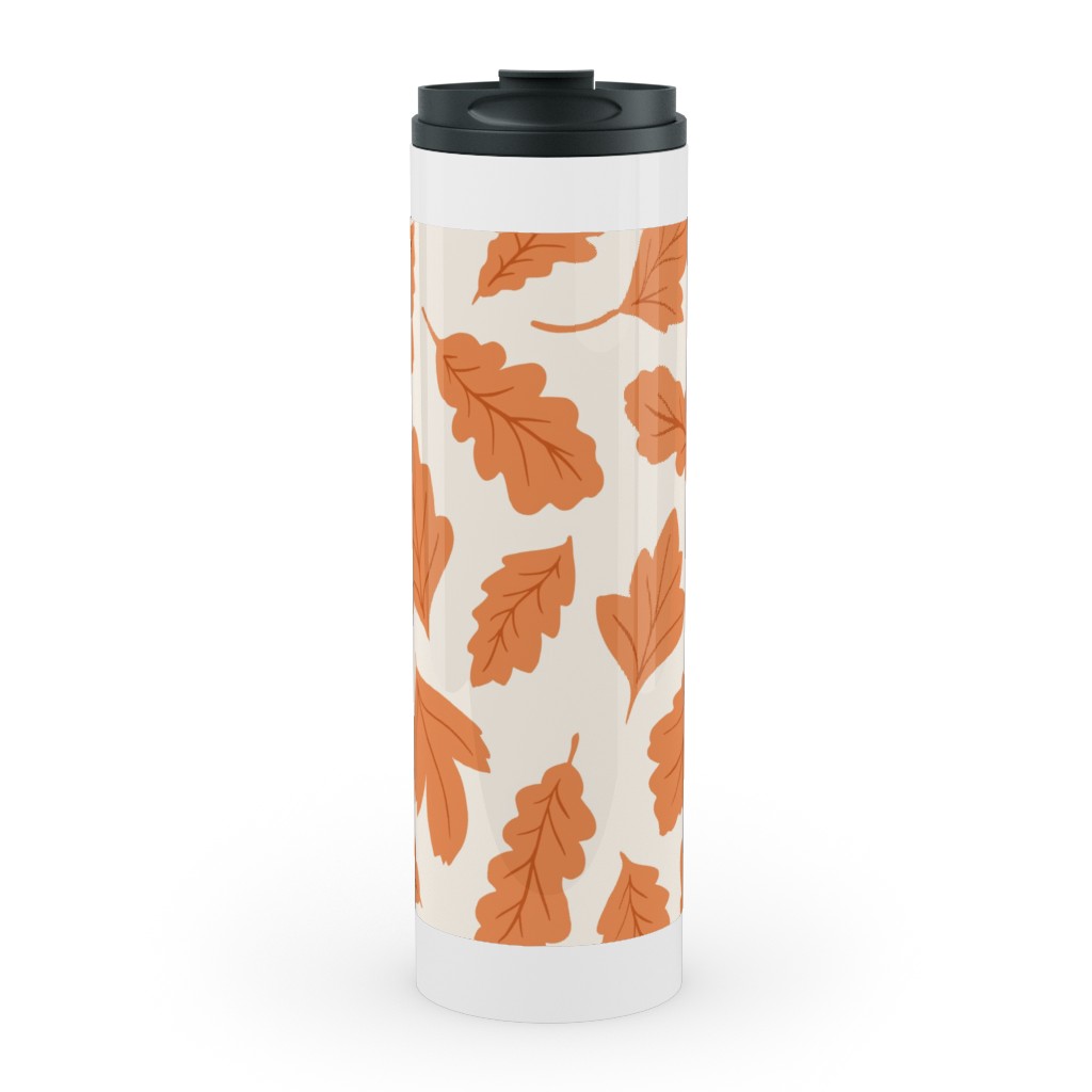 Autumn Leaves - Orange on Cream Stainless Mug, White, , 20oz, Orange, Orange