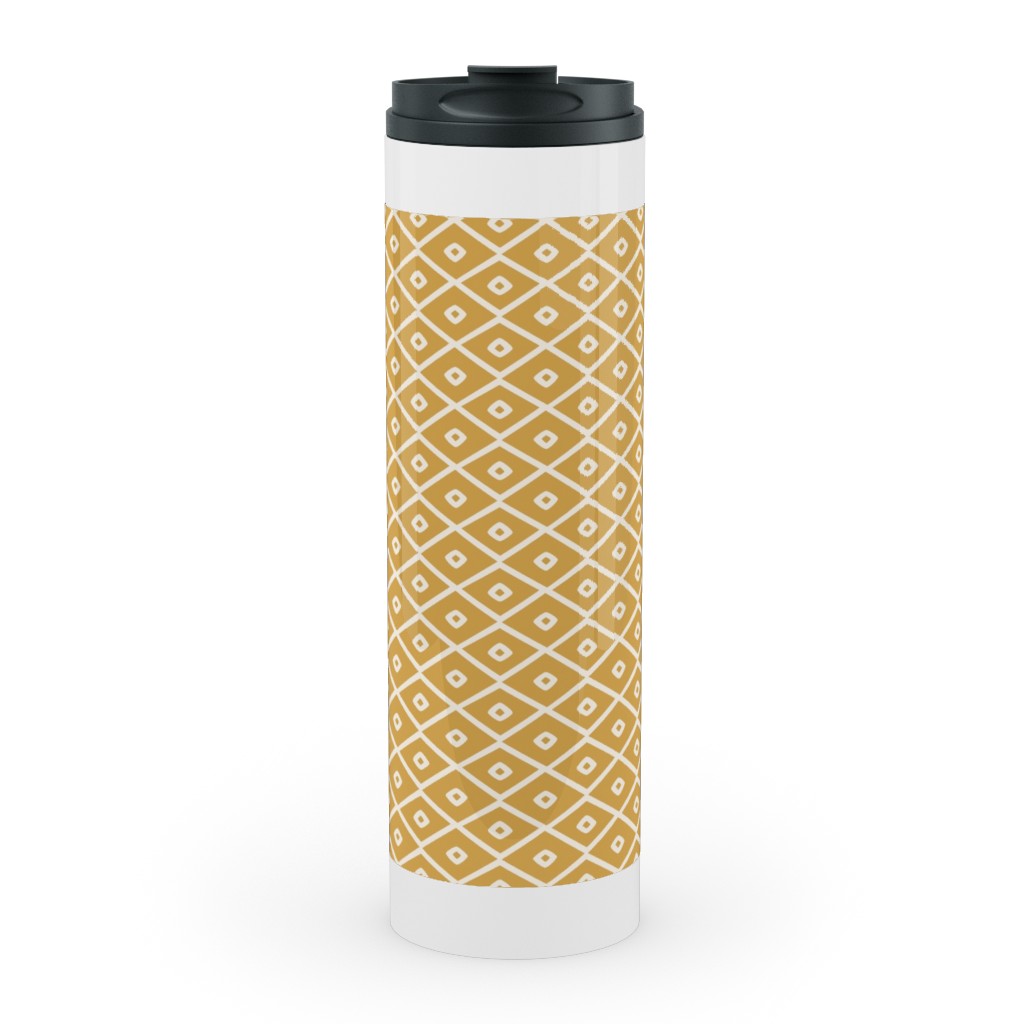 Pinecone Geo - Golden Stainless Mug, White,  , 20oz, Yellow