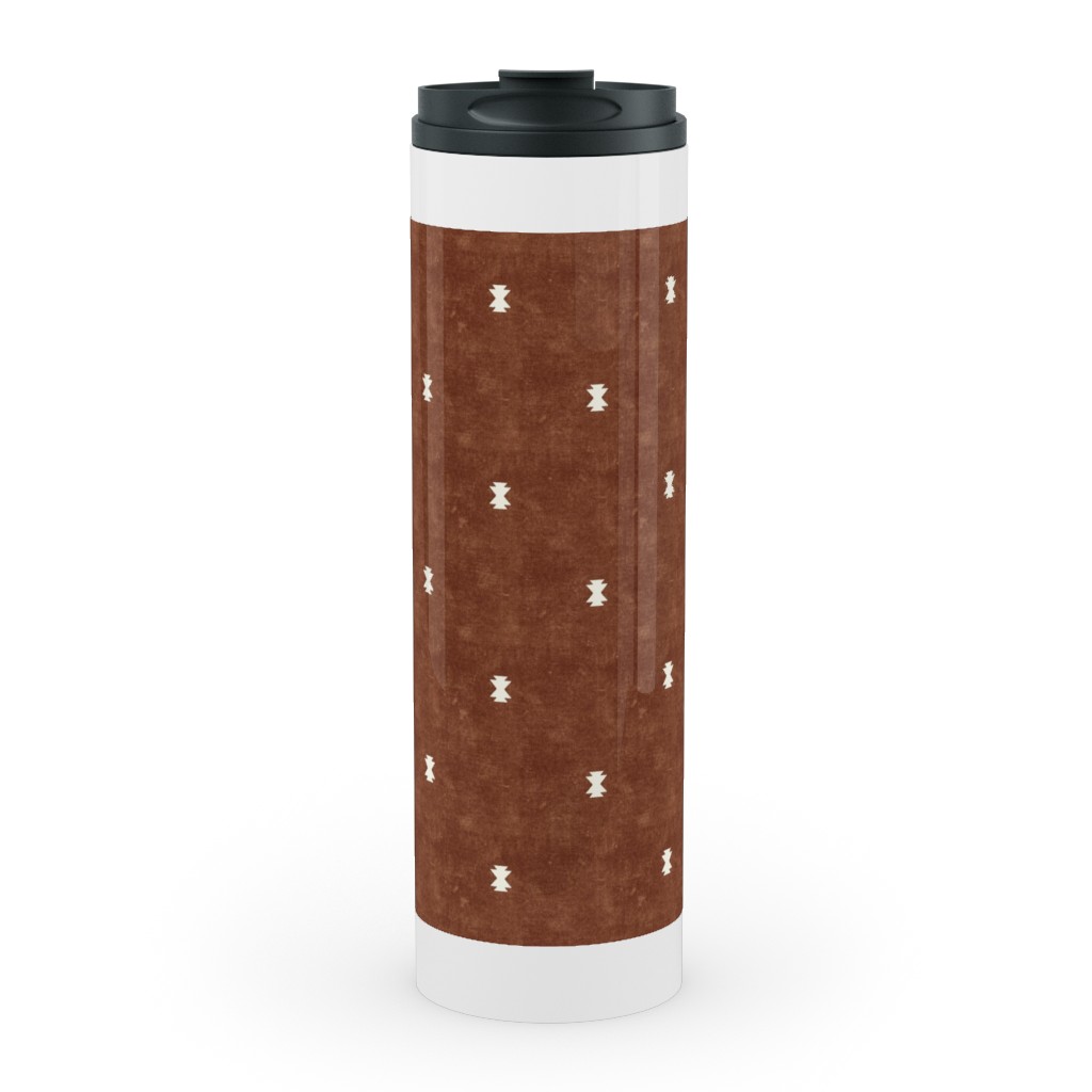 Bohemian Aztec Simple - Brandywine Stainless Mug, White,  , 20oz, Brown