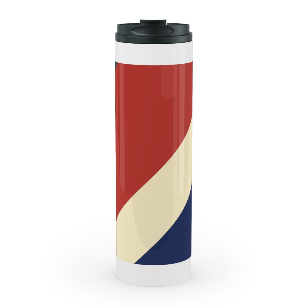 Camping Stripe Diagonal - Multi Stainless Mug, White,  , 20oz, Multicolor