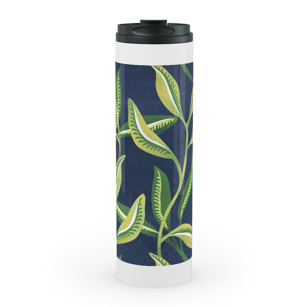 Green Leafy Vines - Blue and Green Stainless Mug, White, , 20oz, Green, Classic Green