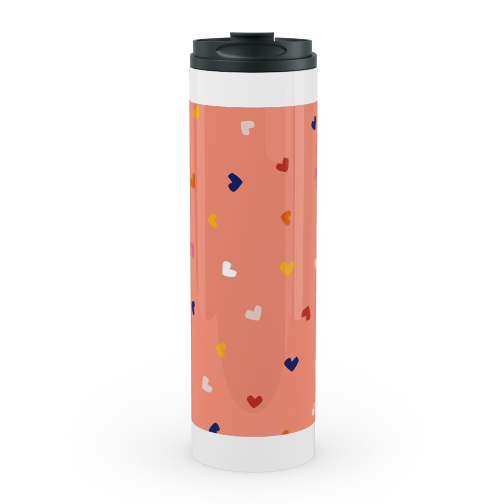 Heart Sprinkles - Pink Stainless Mug, White, , 20oz, Pink, Bright Pink