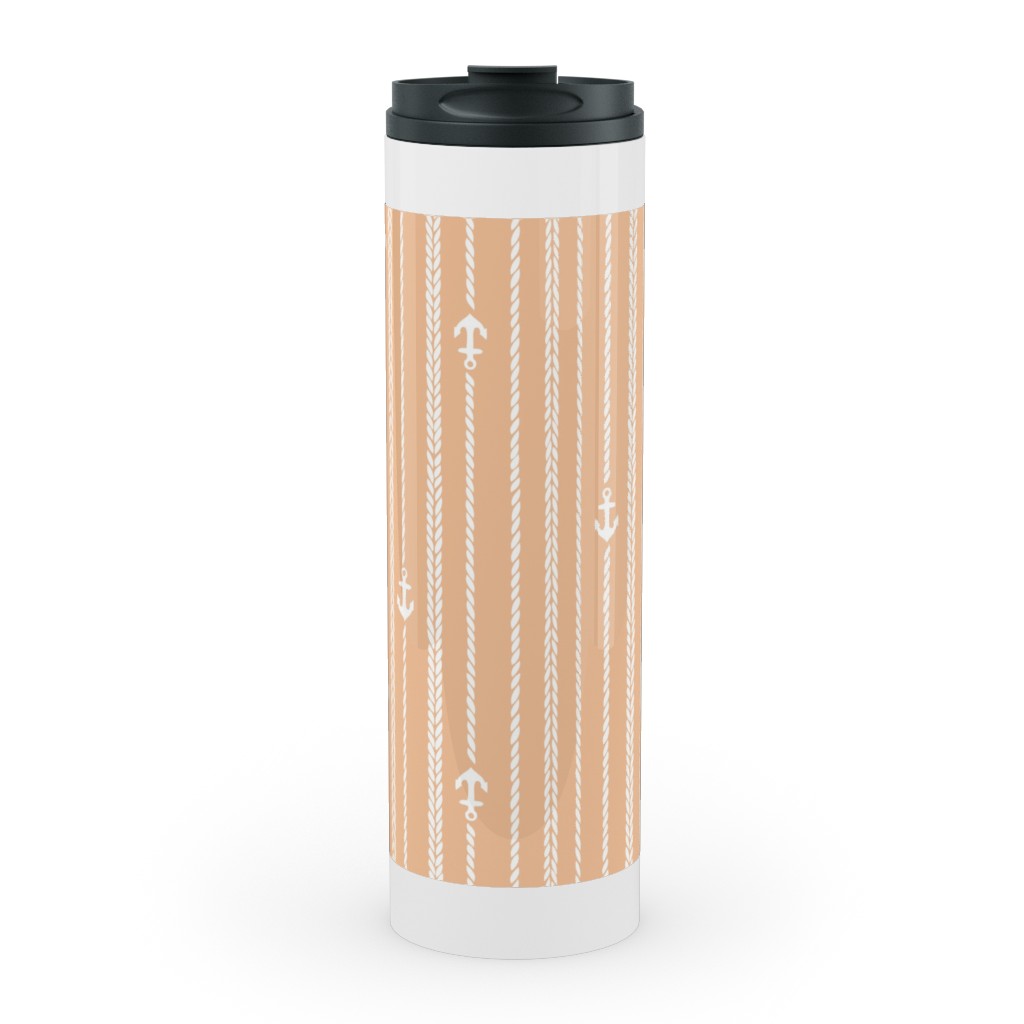 Ropes and Anchors - Orange and White Stainless Mug, White, , 20oz, Orange, Orange