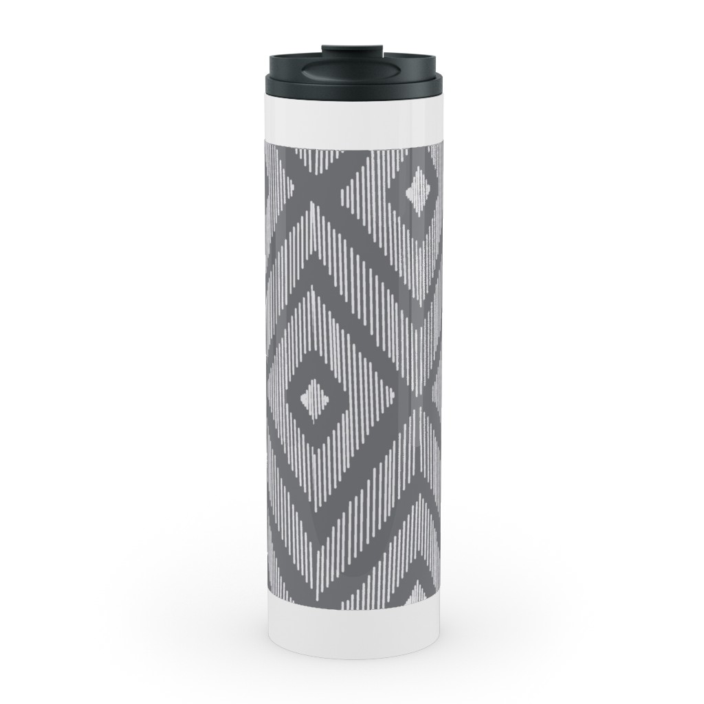 Ikat Stainless Mug, White, , 20oz, Gray, Slate