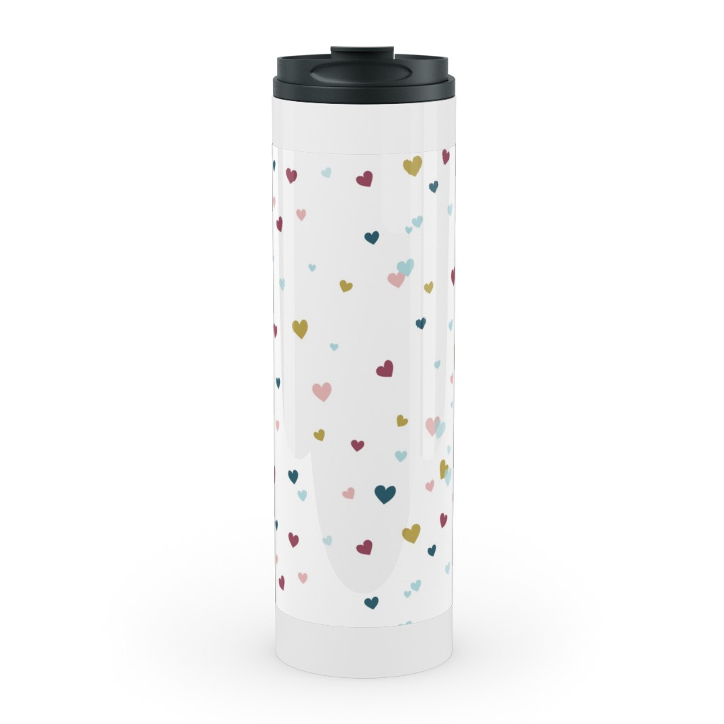 Confetti Hearts - White and Multi Stainless Mug, White,  , 20oz, Multicolor