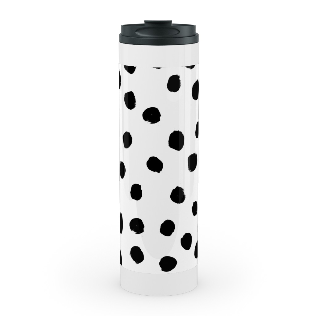 Soft Painted Dots Stainless Mug, White, , 20oz, White, Black