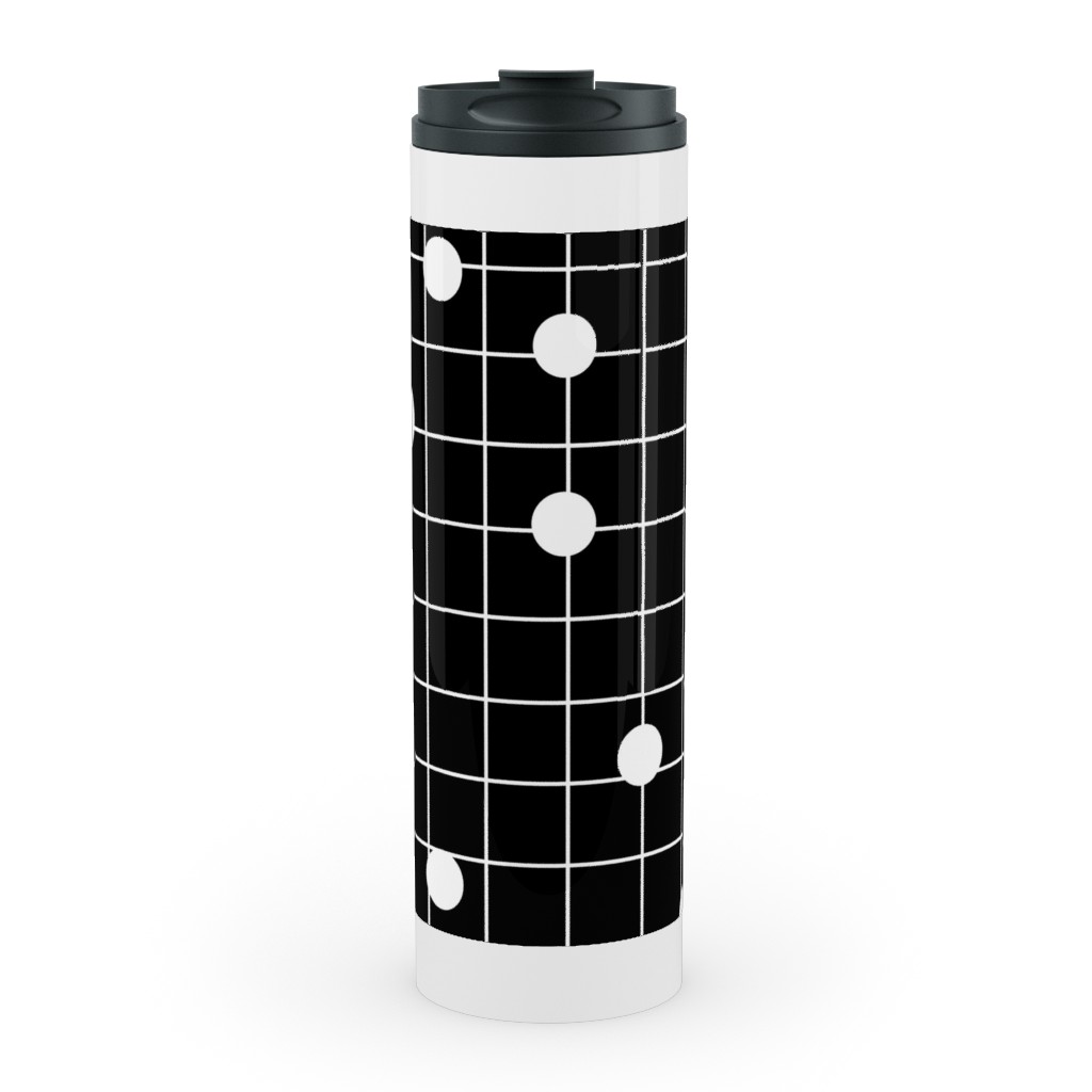 Dot Line - Black and White Stainless Mug, White, , 20oz, Black, Black
