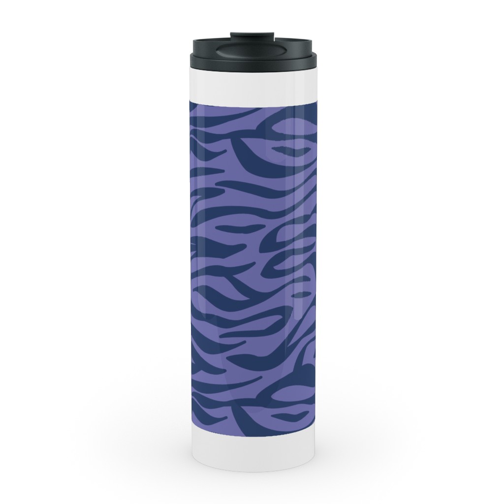 Zebra Animal Print - Purple Stainless Mug, White,  , 20oz, Purple