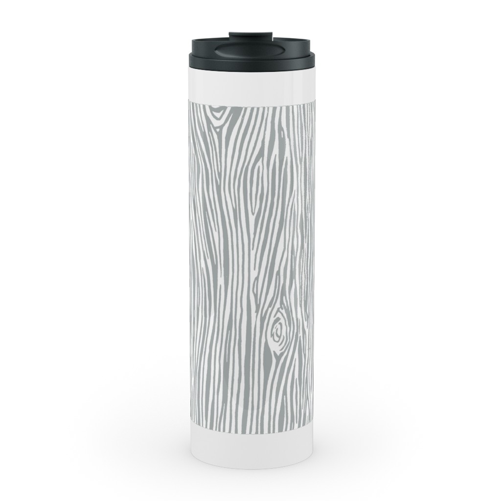 Woodgrain - Gray Stainless Mug, White,  , 20oz, Gray