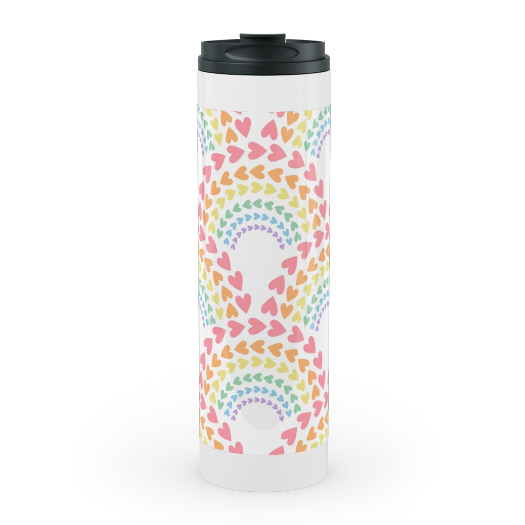 Rainbow Love Stainless Mug, White, , 20oz, Multicolor, Penelope