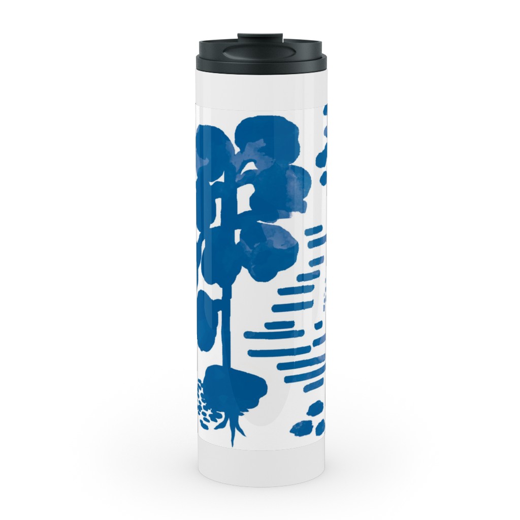 Blue and White Garden Stainless Mug, White, , 20oz, Blue, True Blue