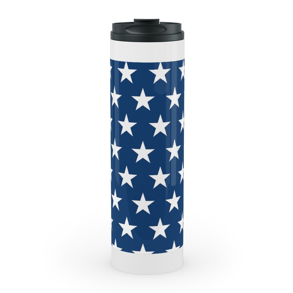 Stars on Blue Stainless Mug, White, , 20oz, Blue, True Blue