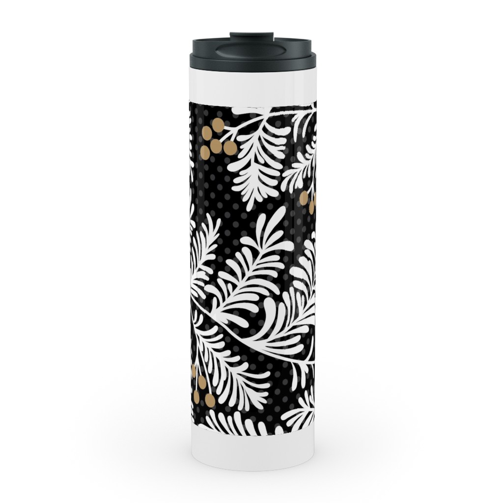 Winter Branches Stainless Mug, White,  , 20oz, Black
