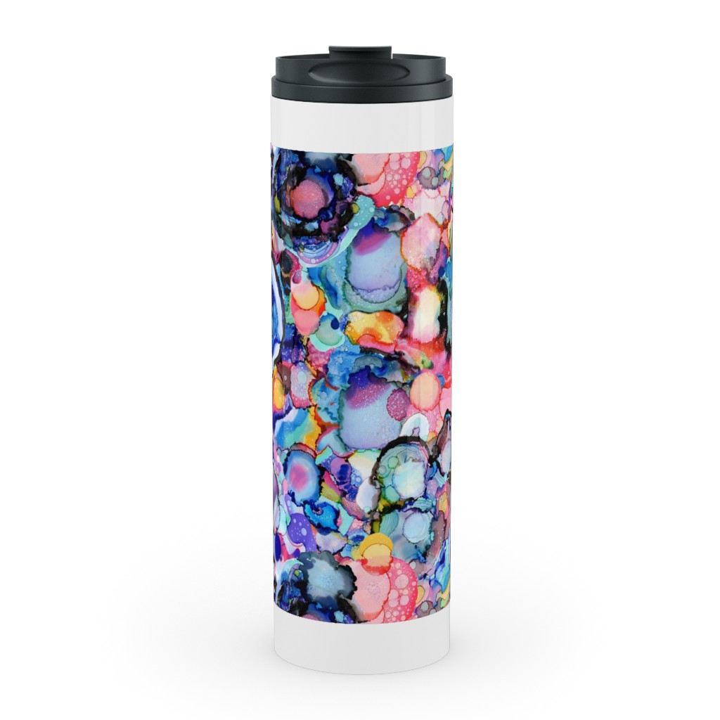 Rainbow Ink Abstract - Multi Stainless Mug, White, , 20oz, Multicolor